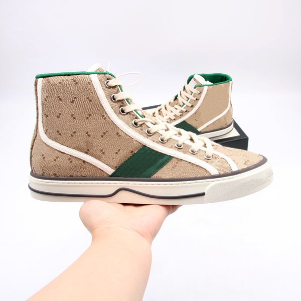 

designer casual shoes 1977 tennis high slip-on sneakers men women classic color combination vintage style canvas upper rubber sole size 35-4, Black