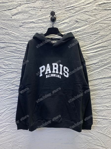 

xinxinbuy men designer hoodie sweater paris big letter print cotton women black white blue purple xs-l, Black;brown