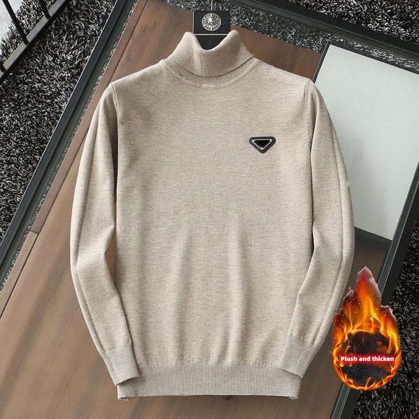 

designer pra sweater plush and thicken cardigan luxury men and women high collar gradient jacquard letters men's fashion paris t street, White;black