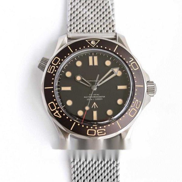 

orf 007 a8806 automatic mens watch james bond no time to die limited edition ceramic bezel titanium case black dial stainless steel mesh, Slivery;brown