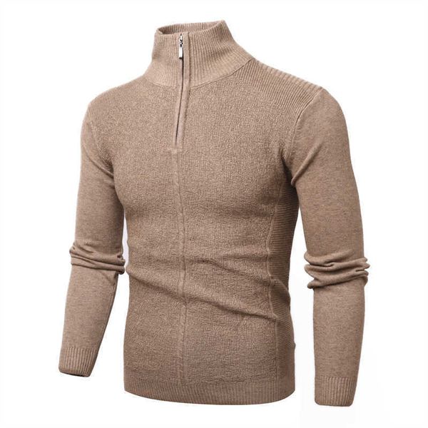 

men's sweaters new knitted sweater pollovers men fashion slim zipper mock neck knitwear pullover men causal solid color sweater mens cl, White;black