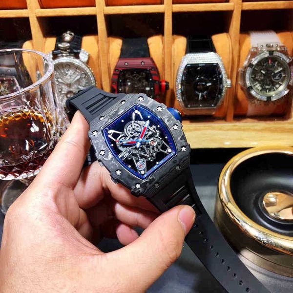 

luxury mens mechanics watch richa rm wristwatch rm carbon fiber trendy business men's leisure personalized automatic mechanical hollowe