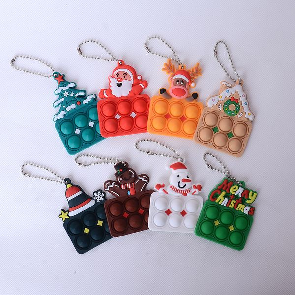 

santa claus key chains christmas gift soft silicone keychain kids toys tree ornaments keyrings, Silver