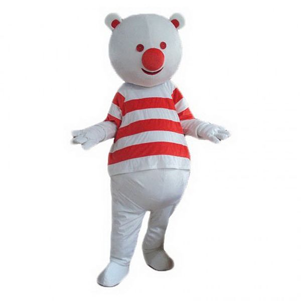 

professional white bear mascot costume cartoon festival outfit dress hallowen party, Red;yellow
