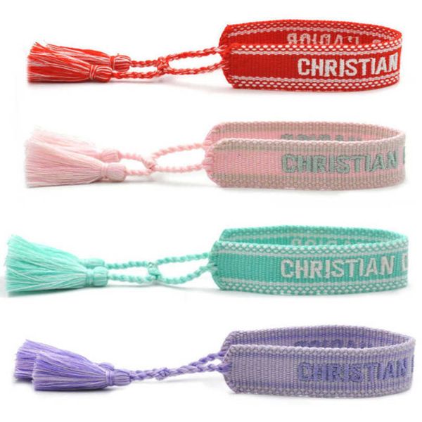 

women's fashion luxury bracelets designer brand d bangle jewelry embroidered word woven bracelet letter rope classic tassel girl men co, Golden;silver