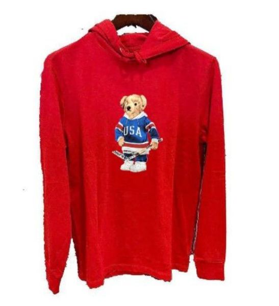 

wholesale 2027 autumn and winter new hoodie europe and america men's long sleeve bear casual color contrast cotton large embroidery fas, Black