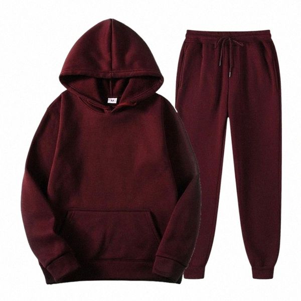 

men's tracksuits tracksuit men fashion hoodies suits solid sets sweatshirts sweatpants spring autumn fleece hooded pullover 2 pieces se, Gray