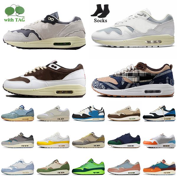 

new fashion amx max 1 og running shoes with socks airsmx cactus jack 1s reverse mocha patta waves white black dirty denim concepts heavy 87