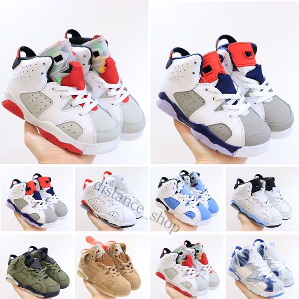 

designer discount kids 6 baby basketball shoes unc gold black red kid 6s boys sneakers children sports low trainer size 26-35