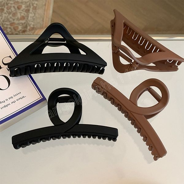 

woman black coffee color matte frosted triangle hanger hair claw barrettes girl hair clips headwear hair accessories, Slivery;white