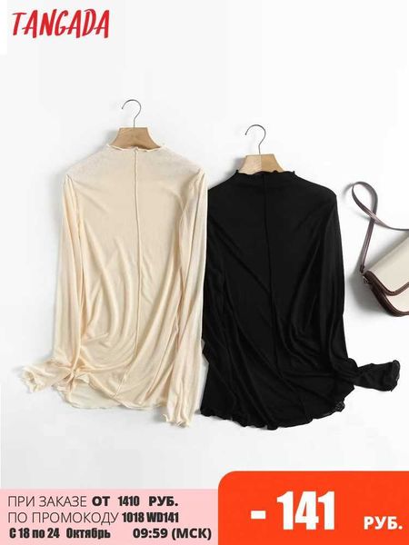 

women's sweaters tangada 2022 autumn winter chic women soft viscose turtleneck sweater vintage ladies thin knitted jumper 4c211 t22101, White;black