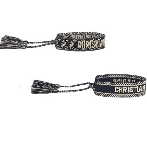

luxury women's fashion bracelets brand bangle d designer jewelry female embroidery woven bracelet bohemian creative tassel men's g, Black