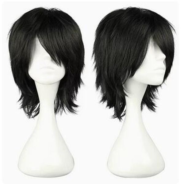 

new popular anime japanese harajuku super cute straight line. cos wig, Black