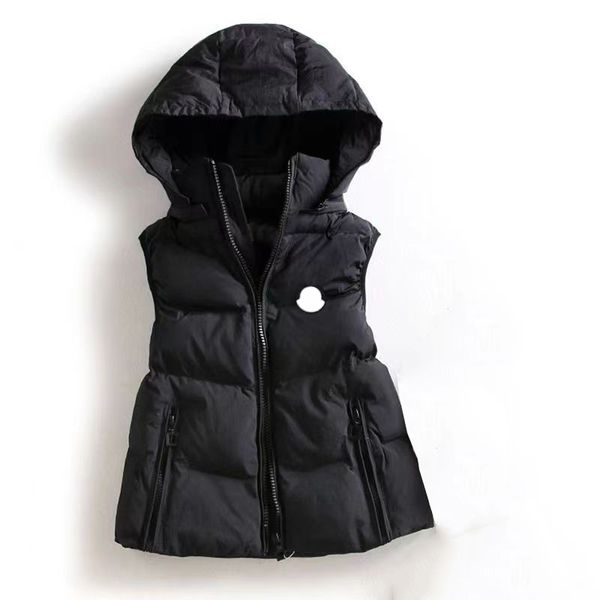 

womens down jacket hooded parkas puffer vest woman s sleeveless m-3xl, Black