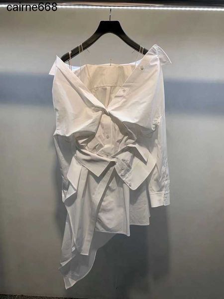 

women's designer blouses shirts autumn new style mesh patch loose two alexanders piece shirt dress cotton dress wangs, White