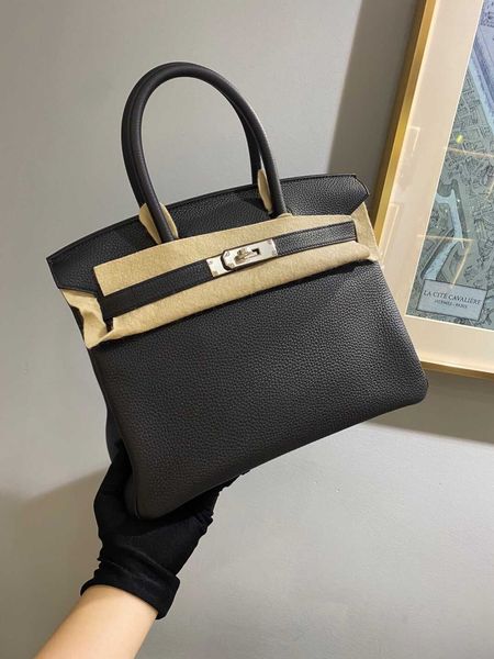 

designers handbags herme birkin bags four color full manual togo leather tote female bk25 30 black elephant grey large capacity ayw