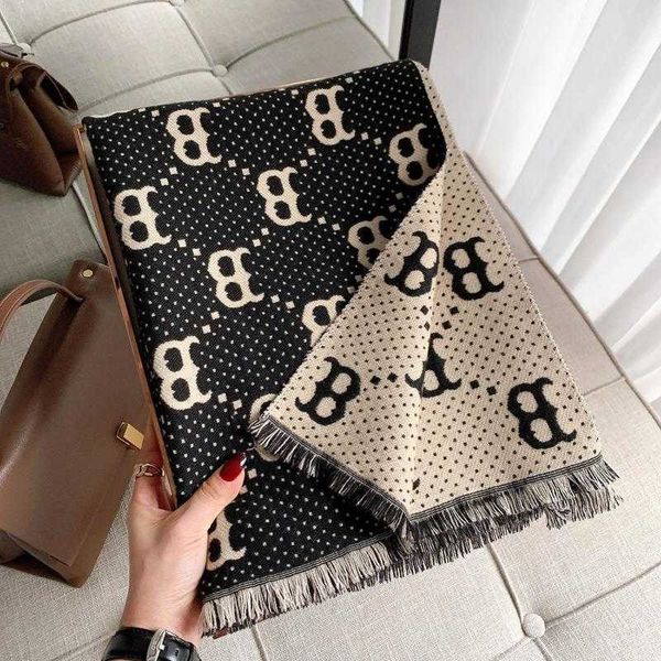 

korean autumn and winter fashion thickened cashmere scarf women's shawl tassel 221020, Blue;gray