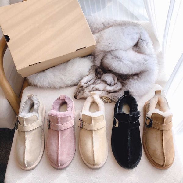 

australia wgg neumel short snow boot aus bailey buckle boots women men designer fur furry booties shearling suede casual shoes classic mini, Black