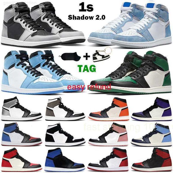 

easy refund basketball shoes mens trainers sports sneakers shadow 2.0 hyper royal university blue banned rust pink pine green men women 1s j