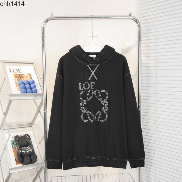 

fashion brand luojia loewess autumn new style white line letter embroidery lyw hoodie, Black