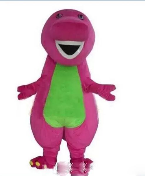 

professional parade barney dinosaur mascot costume cartoon festival outfit dress fursuit hallowen party, Red;yellow