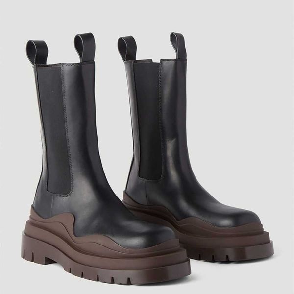 

designer boots brown martin boot bottega men women thick soled high boot high booties, Black