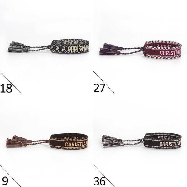 

women's luxury fashion bracelets brand d designer bangle jewelry embroidered word bracelet letter rope woven tassel simple trinket men, Golden;silver