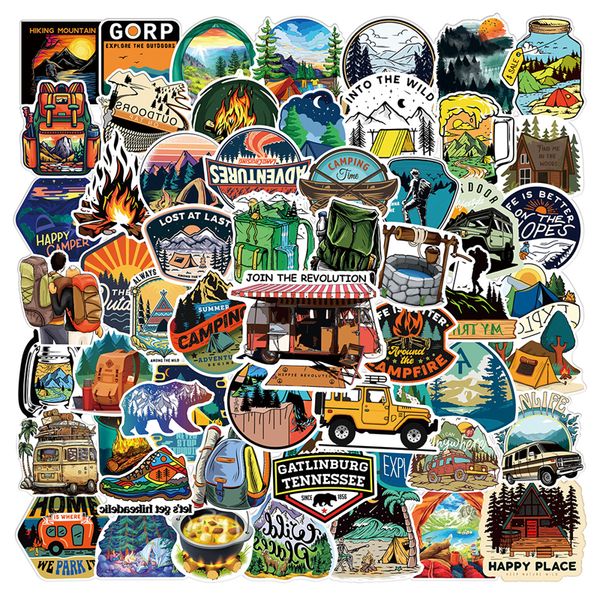 

100pcs outdoor hiking camping adventure nature stickers pack car bike luggage sticker lapskateboard motor water bottle decal l100-237321