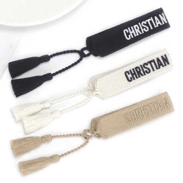 

fashion women luxury bracelets brand bangle d designer jewelry bohemian female embroidered letter hand woven tassel rope bracelet men girl f, Black
