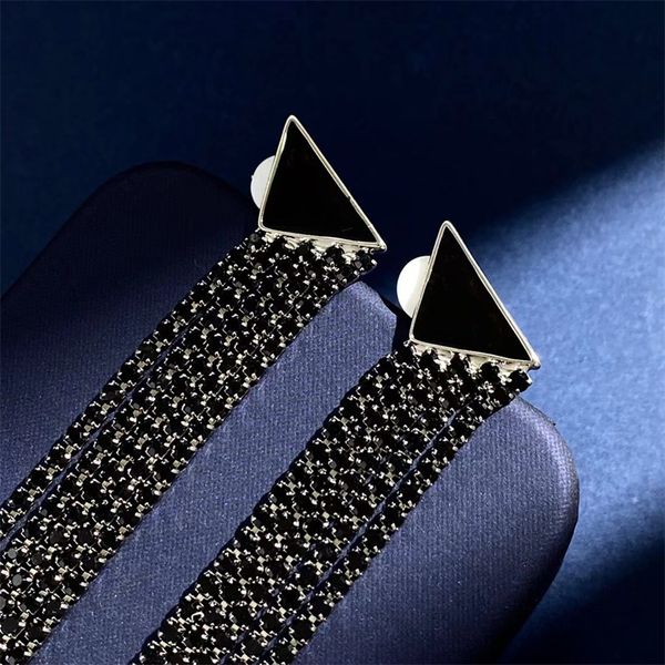 

designer earrings stud earrings designers for women long chain letter inverted triangle earring crystal ear ring simple fine jewelry dongjew, Golden;silver