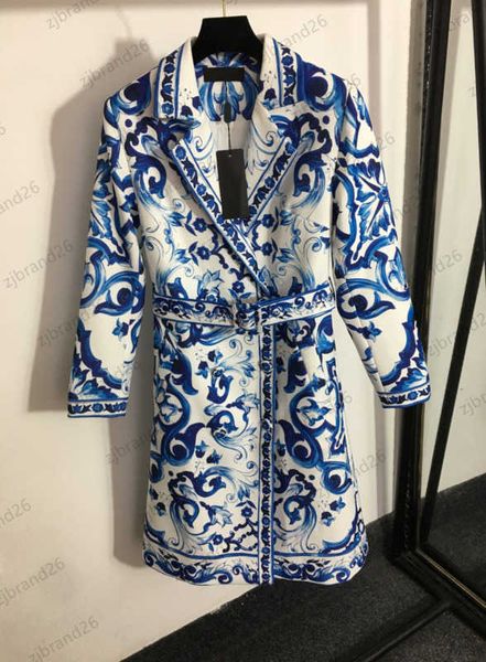 

designer dresses womens lapel long sleeve lace-up slim dress jacket single button soft lining design floral print maxiskit spring autumn cas, Black;gray