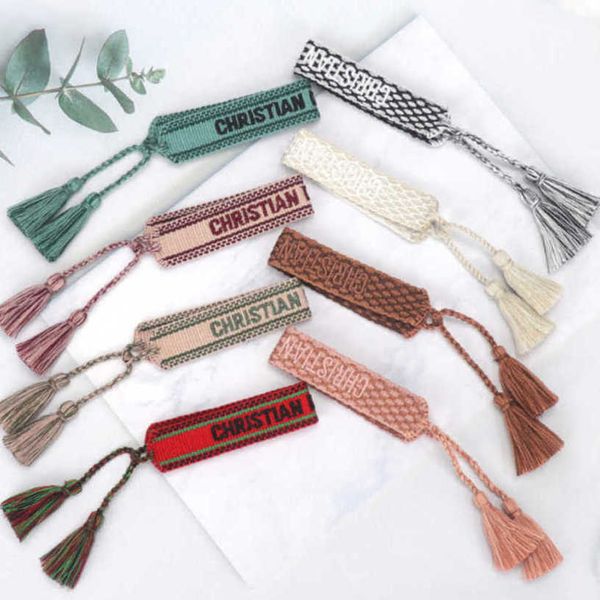 

luxury fashion bracelets women's brand d designer bangle jewelry embroidered word bracelet letter rope woven tassel simple trinket girl, Golden;silver