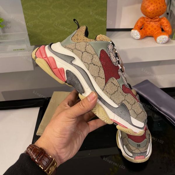 

triple s casual shoes men women luxury sneakers clear sole black white trainers outdoor platform letter printing outdoor lace up trainer 35-