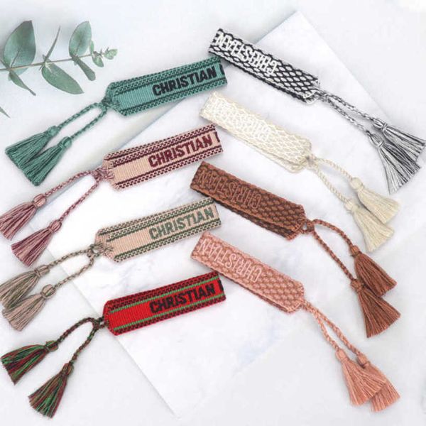 

luxury fashion women's bracelets brand d designer bangle jewelry embroidered word bracelet letter rope woven tassel simple trinket girl, Golden;silver