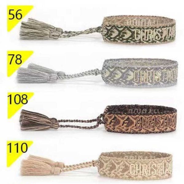 

women's bracelets luxury fashion d brand designer bangle embroidery wrist rope bohemia tassel hand woven bracelet men's girl simpl, Golden;silver