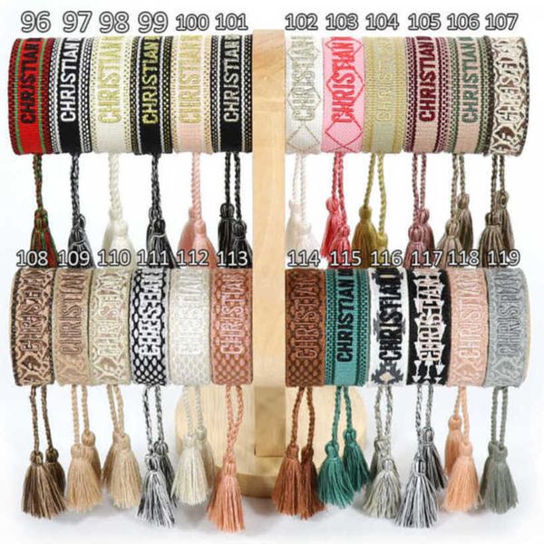 

women's bracelets luxury fashion brand bangle d designer jewelry female embroidery woven bracelet bohemian creative tassel men's g, Black