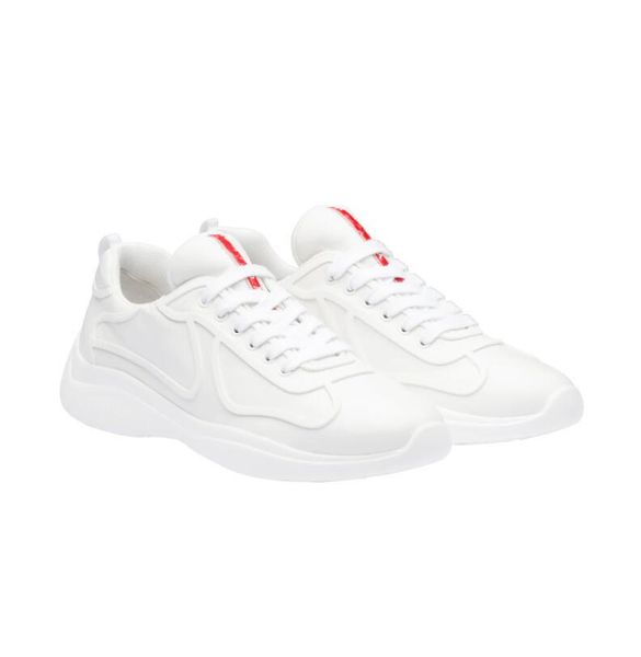 

lady designer casual shoes triangle thick sole double wheel nylon sneakers women white canvas luxury low leather shoes iqc0, Black