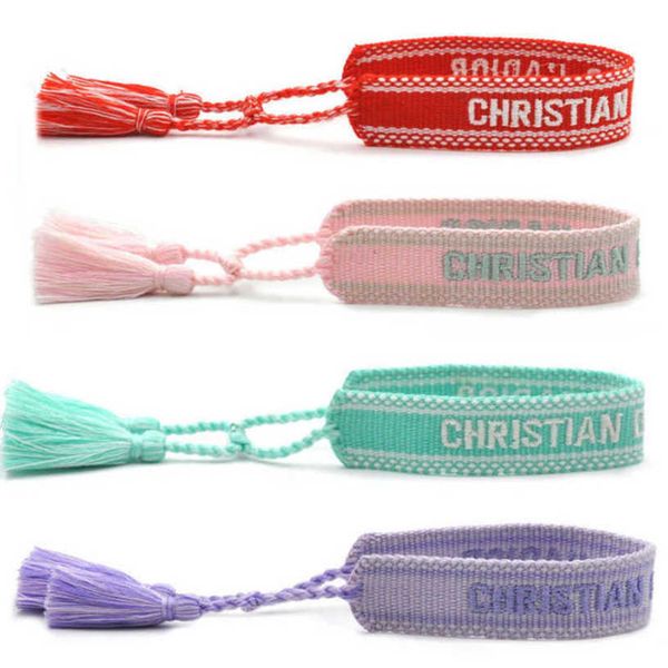 

luxury bracelets fashion women's brand bangle d designer jewelry embroidered word bracelet letter rope woven tassel simple trinket men, Black