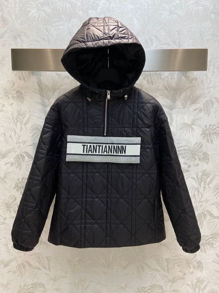 

2022 women's jackets autumn winter black plaid long sleeve letter pattern hoodies fashion casual thick warm zip up loose pullovers, Black;brown