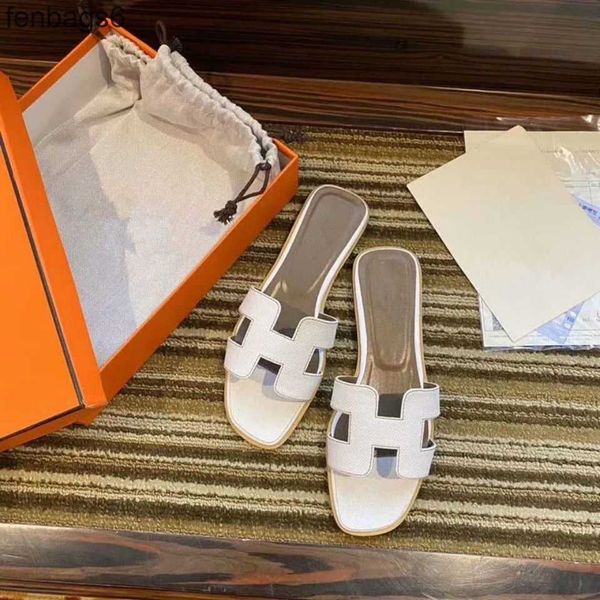 

sandal oran herme designer h slipper leather h family 2022 summer fashion flip flops leisure wear beach flat bottom, Black