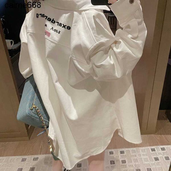 

women's blouses designer shirts autumn new loose washed denim coat embroidered letter white alexanders shirt women's fashion shirt