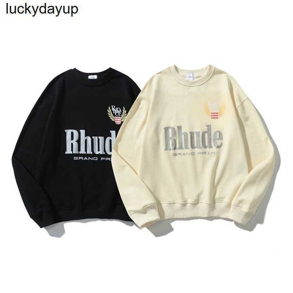 

men's hoodies designer sweatshirts autumn rhude wheat letters printed men's women's round neck pullover men women hoodie, Black