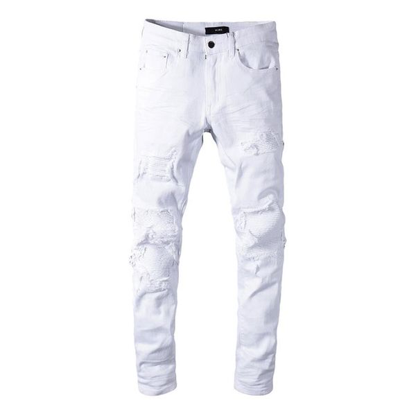 

fashion-classic miri whole white pants 350 jeans designer pants straight biker skinny loophole jeans men women ripped jeans224c, Blue