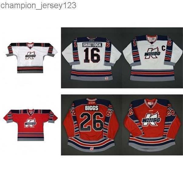 

college hockey wears c26 nik1 mens womens kids customize echl kalamazoo wings 16 tyler shattock 26 tyler biggs stitched hockey jerseys goali, Black