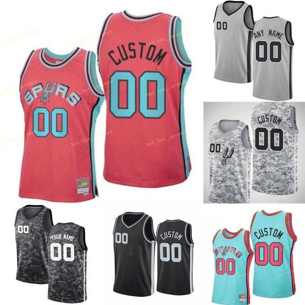 

basketball jerseys 75th custom men women youth san antonio''spurs''keldon 3 johnson dejounte 5 murray 18 devontae cacok, Black;red