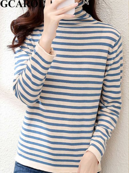 

women's sweaters gcarol autumn winter women cotton lined pilar sweater stripes knit jumper stretch warm soft office lady vintage pullov, White;black