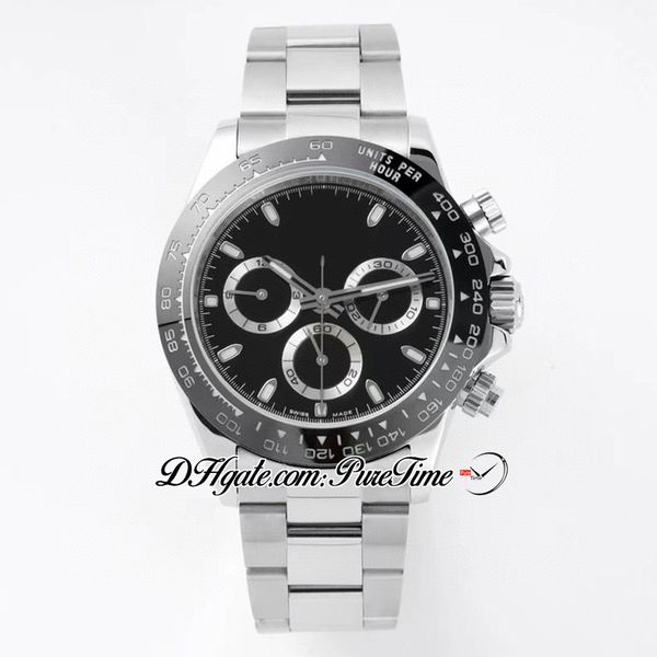 

vrf 11650 a7750 automatic chronograph mens watch ceramics bezel black stick dial stainless steel bracelet super edition same series card, Slivery;brown