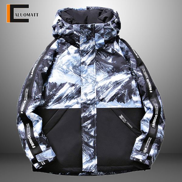 

winter mens hooded casual down jacket parkas men warm windproof coat thicken zipper jackets mens fashion harajuku puffer jackets, Black;brown
