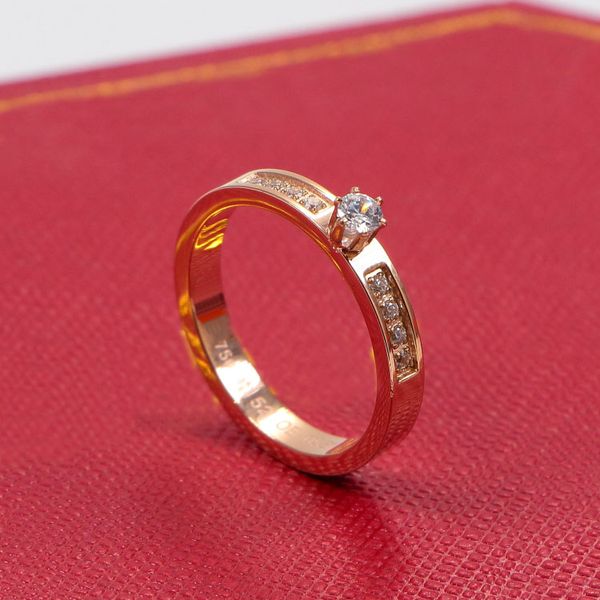 

fashion 14k rose gold diamond ring pieces of exquisite small fresh ladies women party engagement ring trendy jewelry lovers gifts, Silver