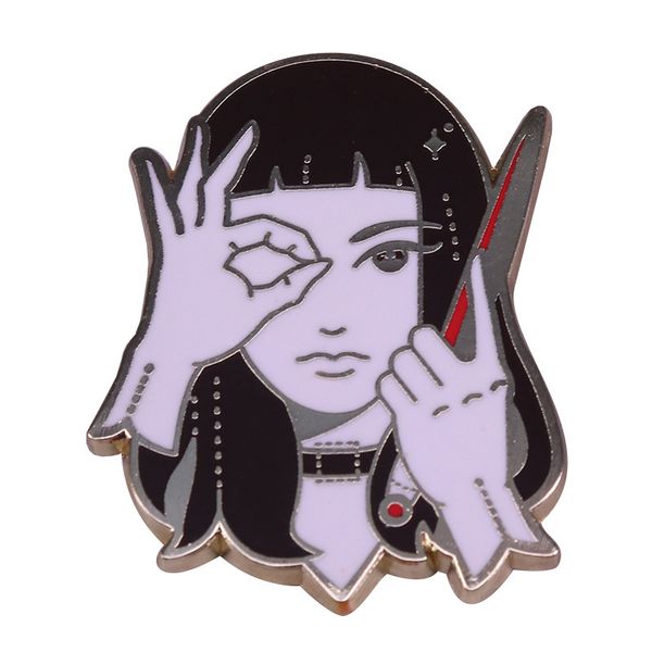 

cute cartoon comic little girl brooch metal enamel lapel badge collect denim jacket backpack pin children fashion jewelry gifts, Blue